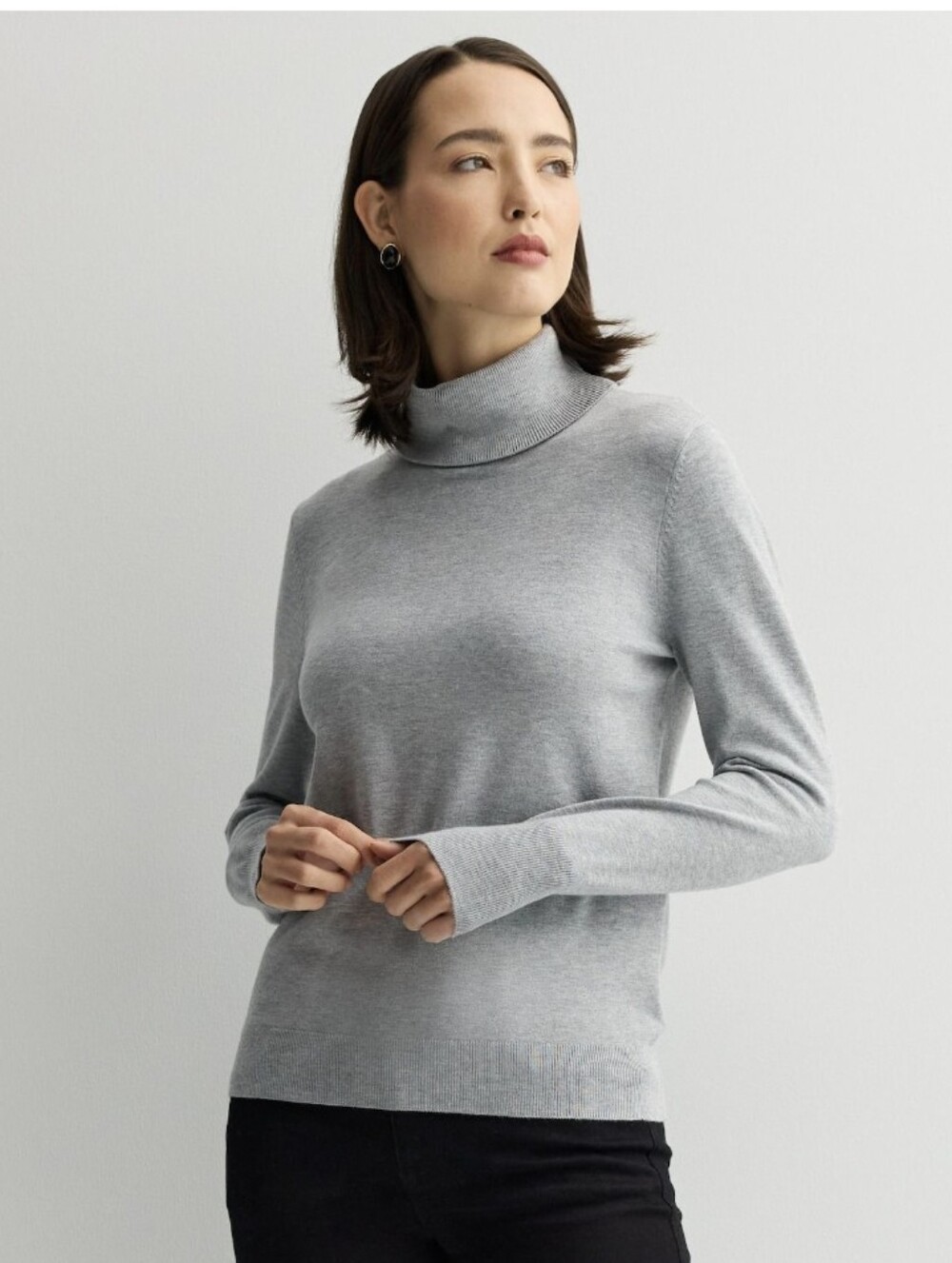 Nine West Classic Light Gray Turtleneck Sweater Large